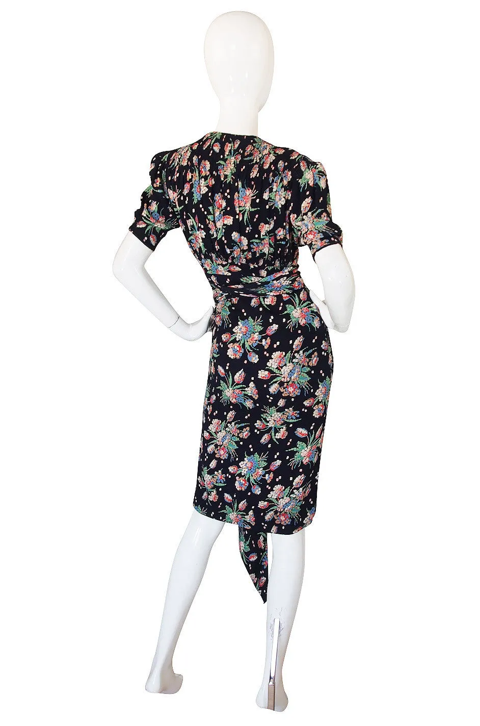 1940s Spectacular "Gloria" Silk Crepe Swing Dress