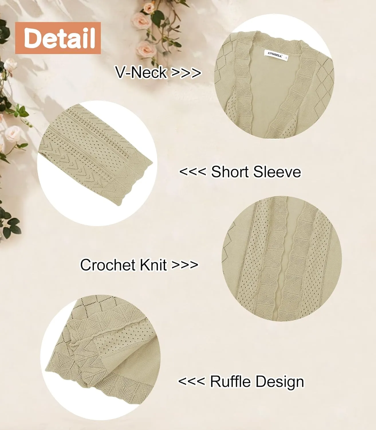 2024 Cropped Cardigans for Women 3/4 Sleeve V Neck Knit Sweaters Short Sleeve Open Front Bolero Shrug