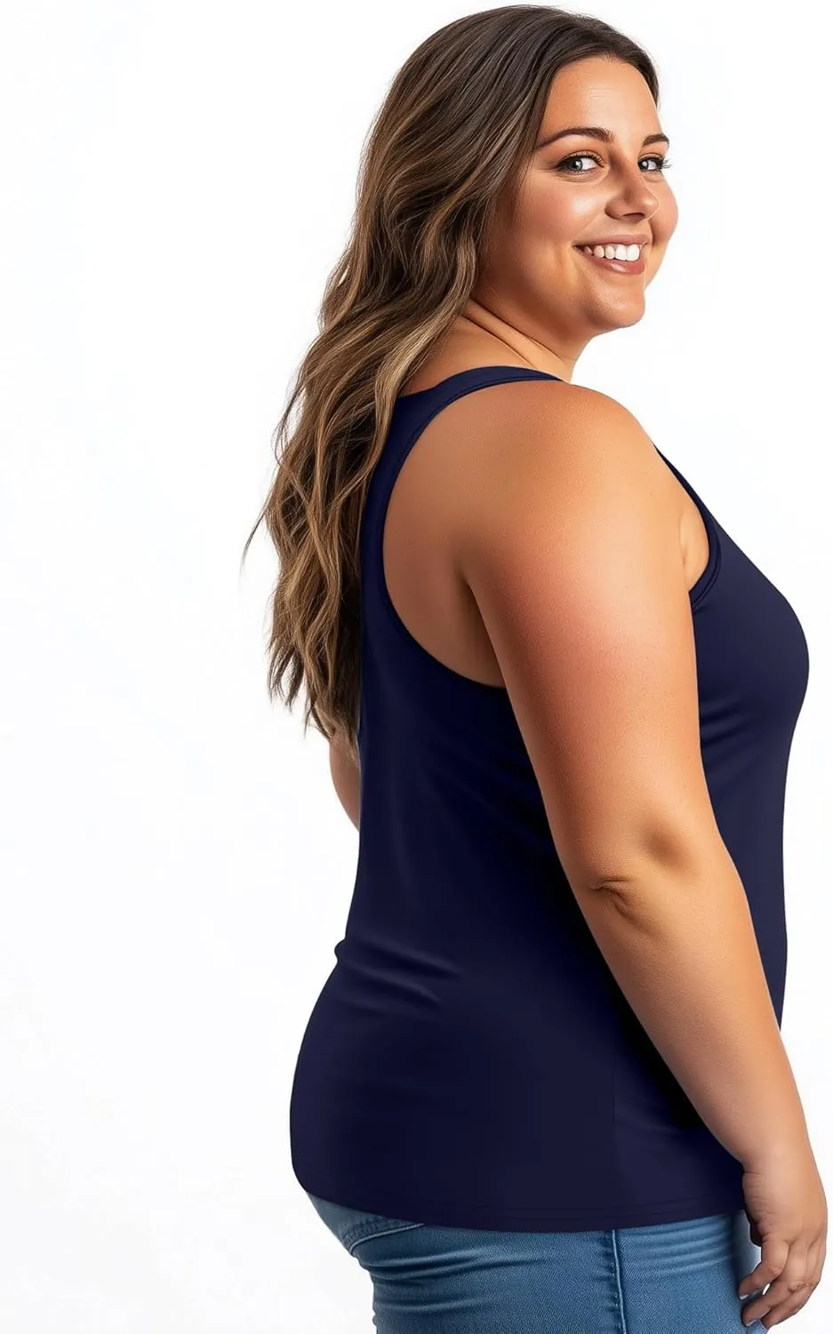 3 Pack Women's Plus Size V Neck Tank Tops Sleeveless Loose Fit Summer Tees Casual Trendy Basic T-Shirts Flat Hem