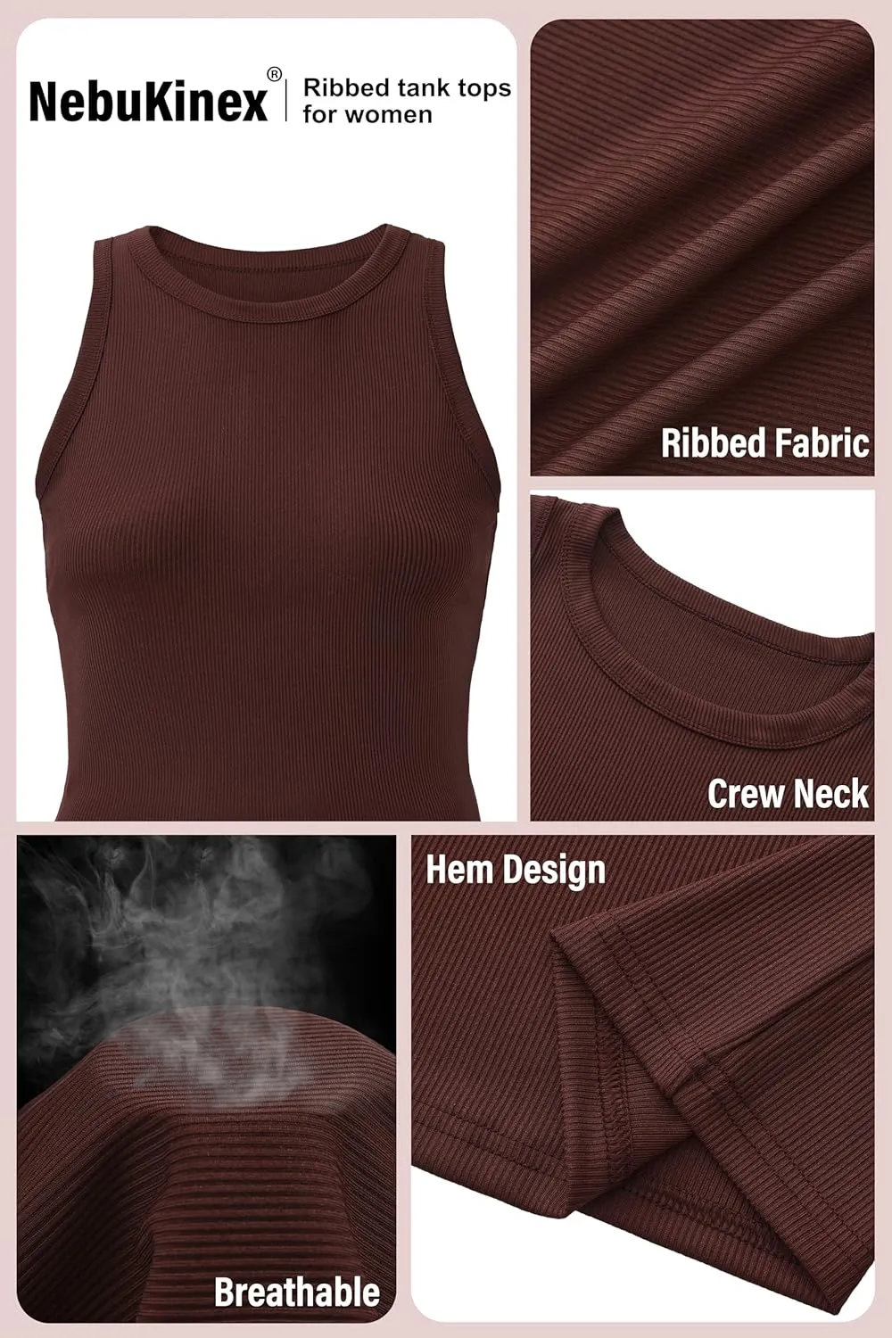 3 Pack Womens Sleeveless High Neck Tank Tops Slim Fit Ribbed Racerback Top Summer Fashion 2025 Basic Workout Casual Shirt