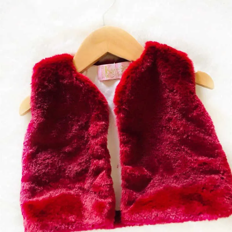 6-12M x2, 12-24M X 2, 2-3T X 2 = $12.50 EA - Girls Burgundy Faux Fur Vest