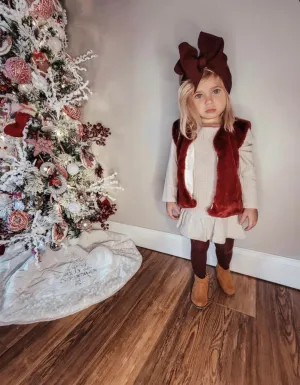 6-12M x2, 12-24M X 2, 2-3T X 2 = $12.50 EA - Girls Burgundy Faux Fur Vest