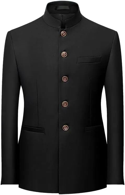 6 Colors Men Solid Color Stand Collar Suit Chinese Style Slim Fit Blazer Men Zhongshan Suit Jacket Chinese