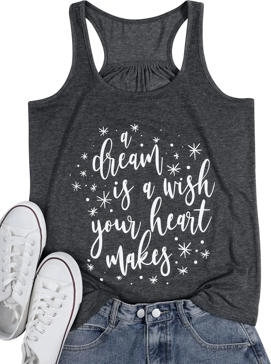 A Dream is A Wish Your Heart Makes Tank Tops Women Summer Funny Letter Print Casual Sleeveless Tank Tops