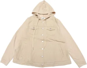 Agnes Orinda Women's Plus Size Denim Jacket with Hood Long Sleeve Casual Hoodie Jean Jackets