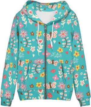 Agoviwo Cute Graphic Zip up Hoodie Women Thin Sweatshirt Tunic Y2k Hoodie Lightweight Workout Hoodie Tunic for Spring