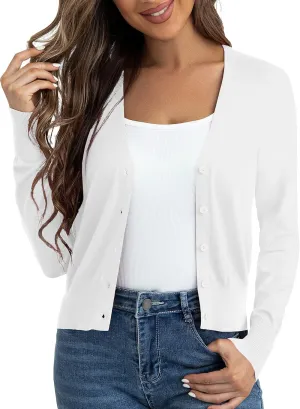 Ahlaray Women's Cropped Cardigans Sweaters Button Down Open Front Bolero Shrugs for Dresses, S-XL
