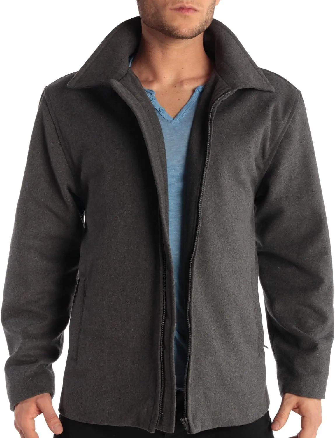 Alpine Swiss Grant Mens Wool Jacket  28" James Dean Style Bomber with Zippered Pockets