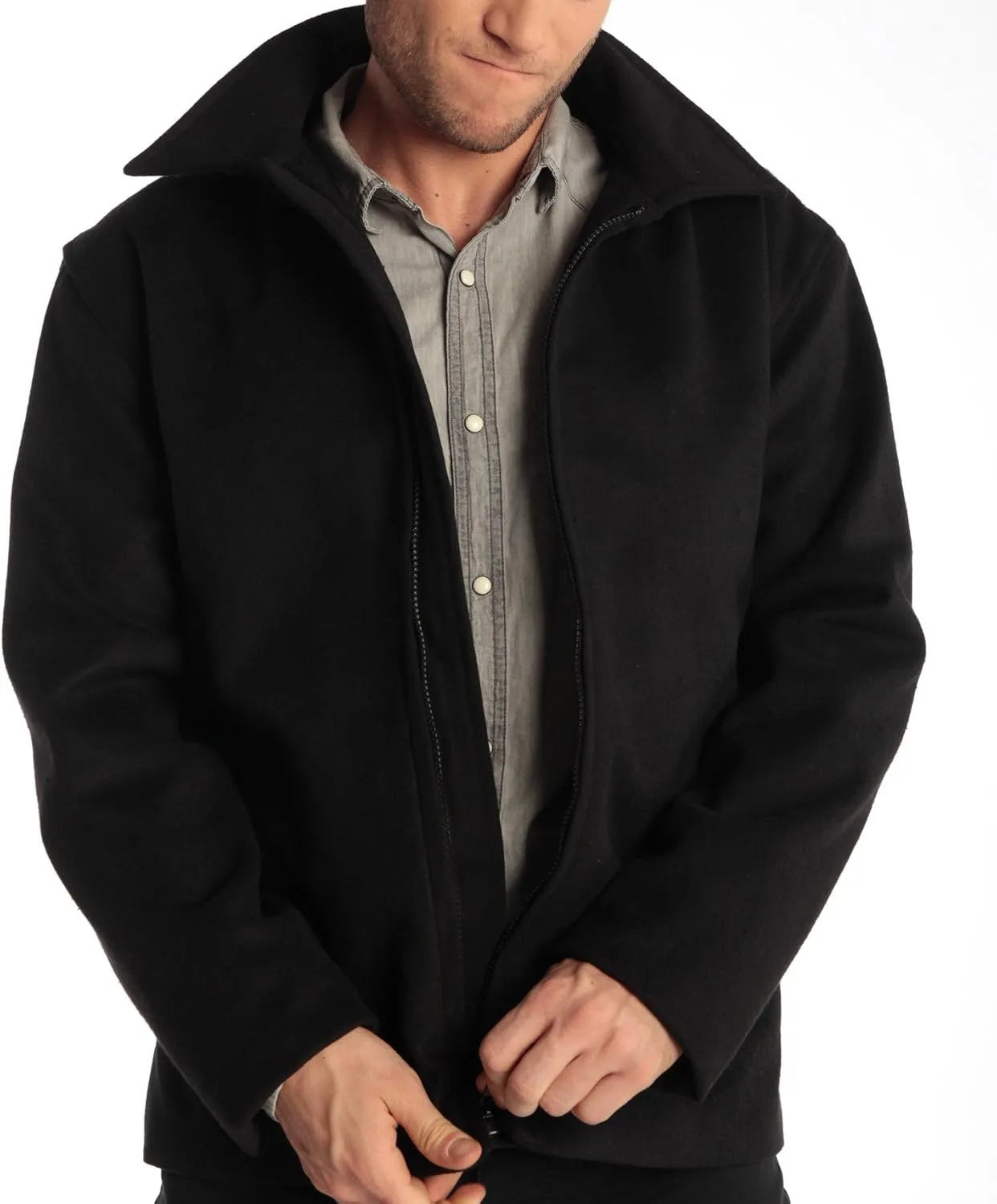 Alpine Swiss Grant Mens Wool Jacket  28" James Dean Style Bomber with Zippered Pockets
