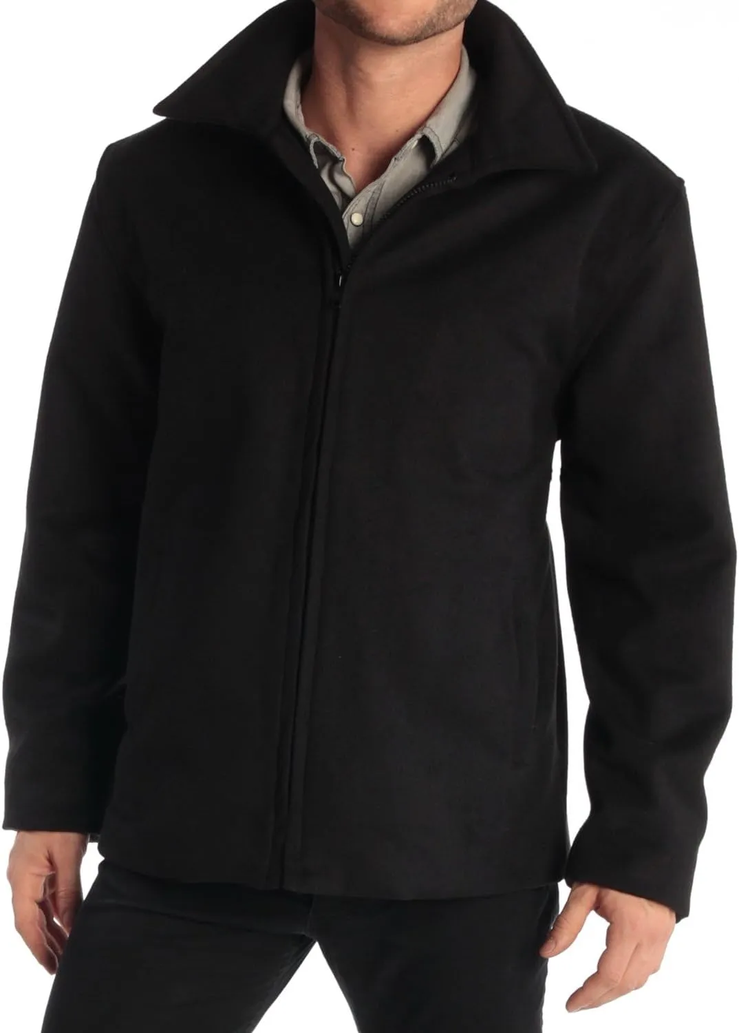 Alpine Swiss Grant Mens Wool Jacket  28" James Dean Style Bomber with Zippered Pockets