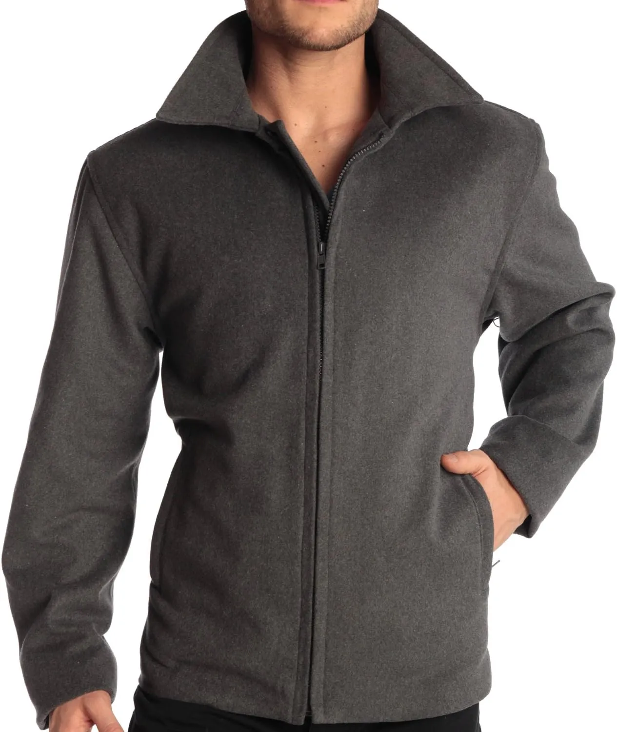 Alpine Swiss Grant Mens Wool Jacket  28" James Dean Style Bomber with Zippered Pockets