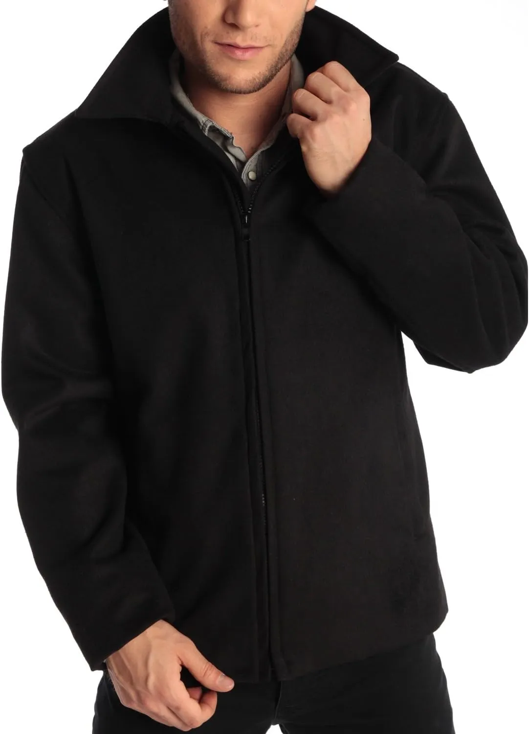 Alpine Swiss Grant Mens Wool Jacket  28" James Dean Style Bomber with Zippered Pockets