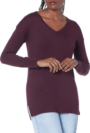 Amazon Essentials Women's Lightweight Long-Sleeve V-Neck Tunic Sweater (Available in Plus Size)
