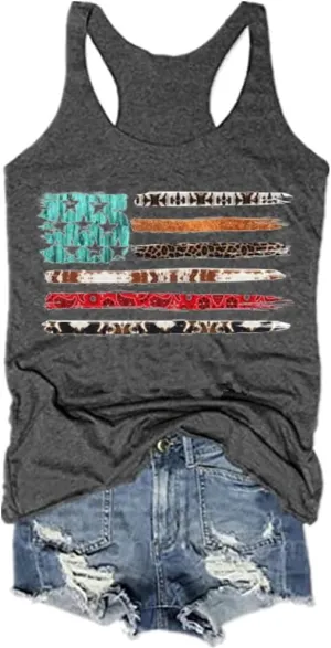 American Flag Tank Tops for Women 4th of July Air Force Flyover Flag Tank Shirts with Eagle Patriotic USA Flag Vest Shirt