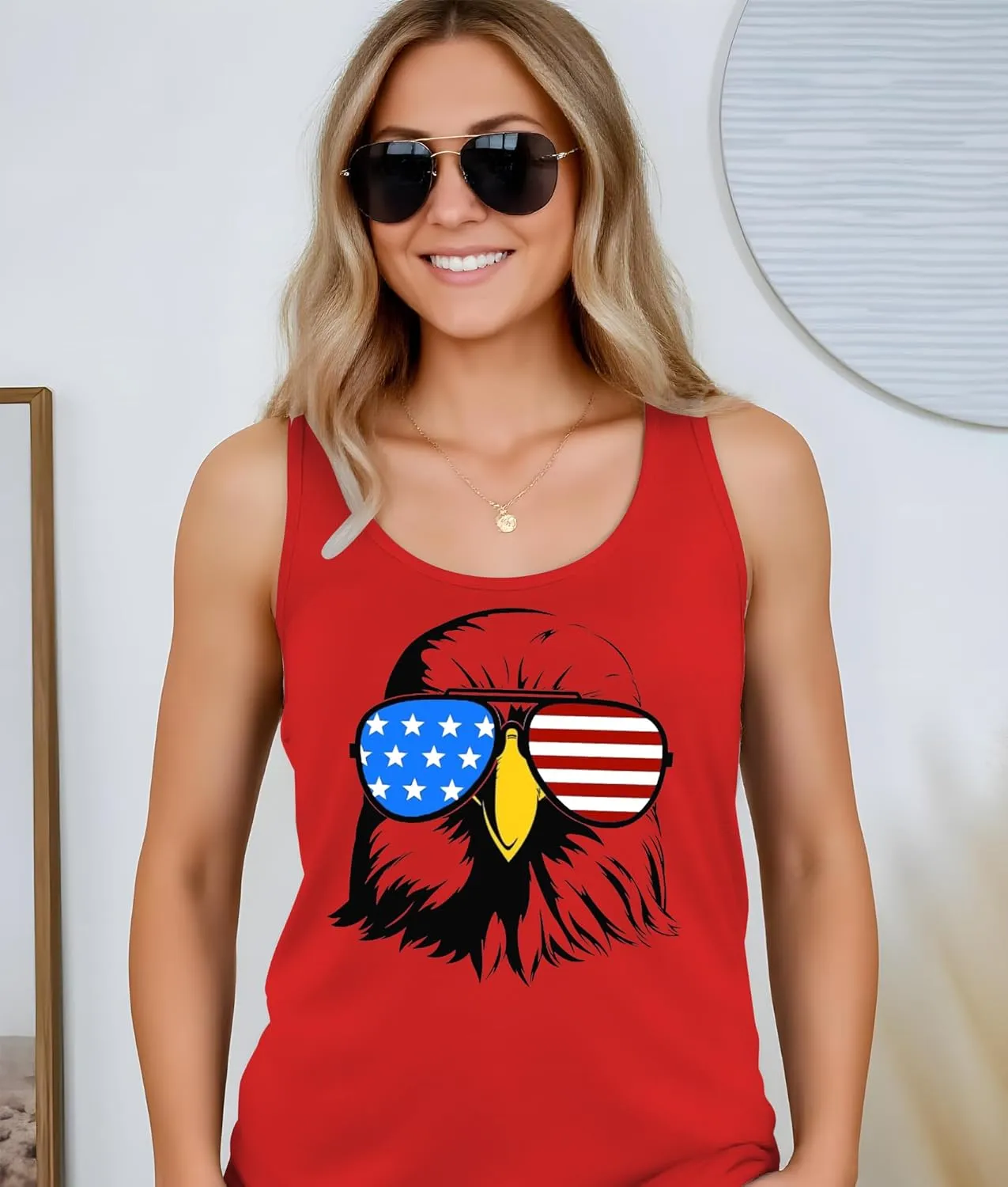 American Flag Tank Tops Women 4th of July Vest Patriotic Shirt USA Flag Stars Stripes Sleeveless