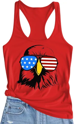 American Flag Tank Tops Women 4th of July Vest Patriotic Shirt USA Flag Stars Stripes Sleeveless