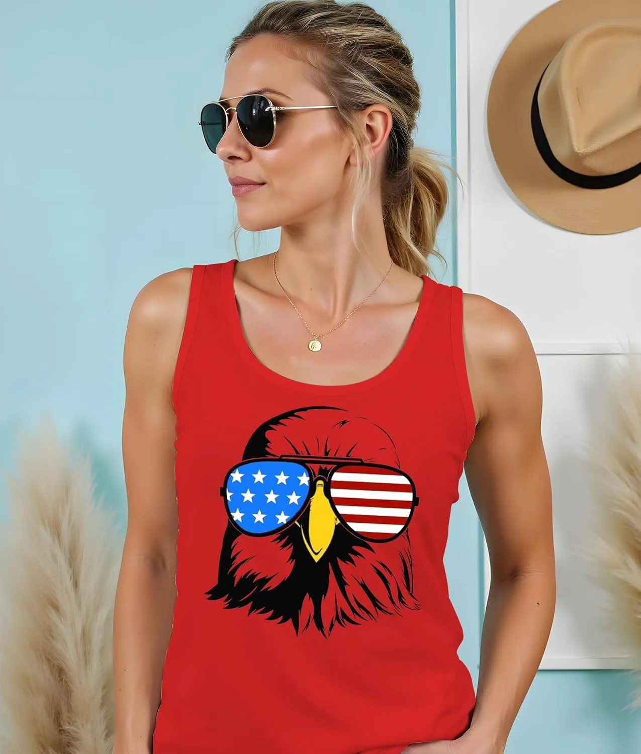 American Flag Tank Tops Women 4th of July Vest Patriotic Shirt USA Flag Stars Stripes Sleeveless