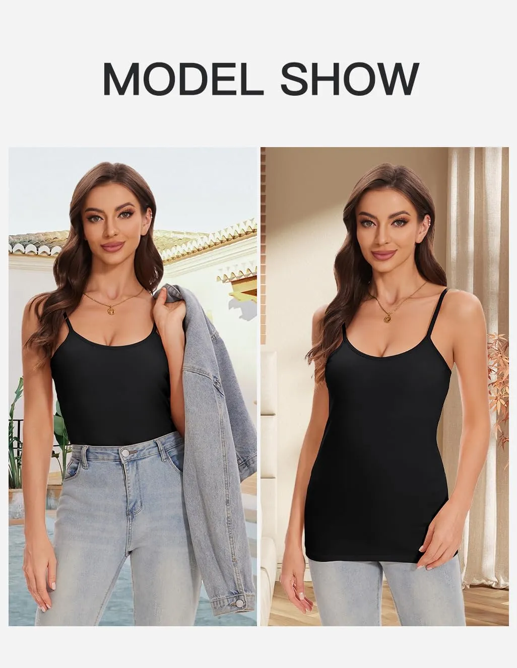 ANYFITTING Women's Cotton Tank Top with Shelf Bra Adjustable Strap Camisole Basic Cami Tanks S-2XL