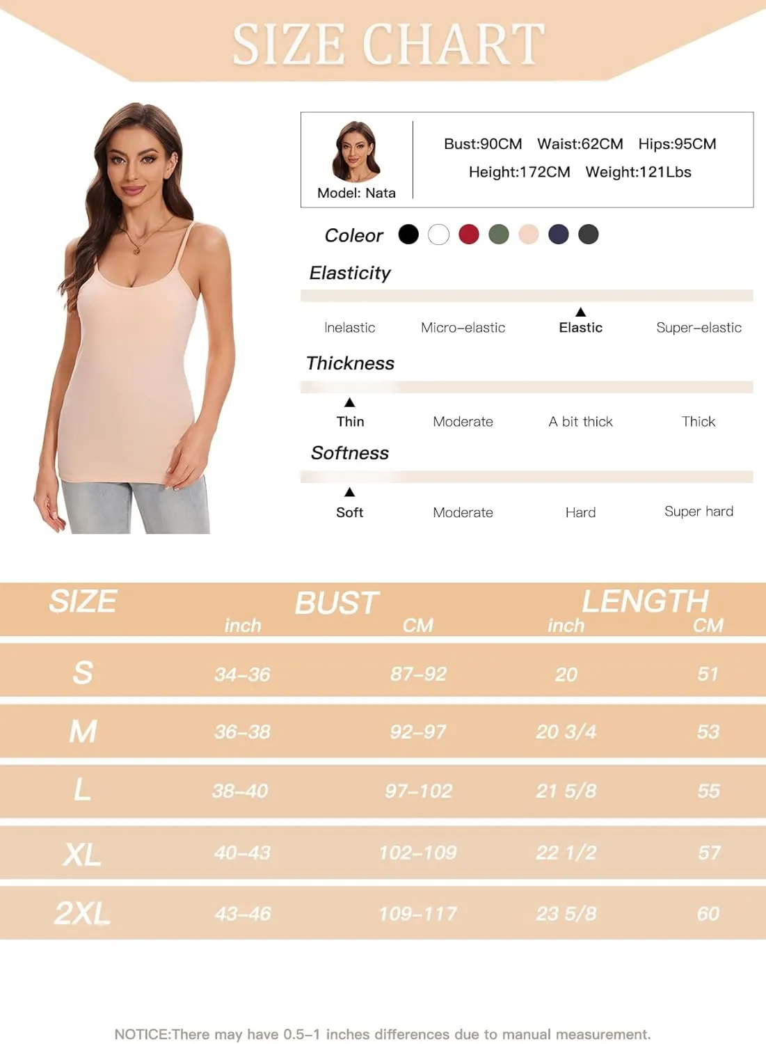 ANYFITTING Women's Cotton Tank Top with Shelf Bra Adjustable Strap Camisole Basic Cami Tanks S-2XL