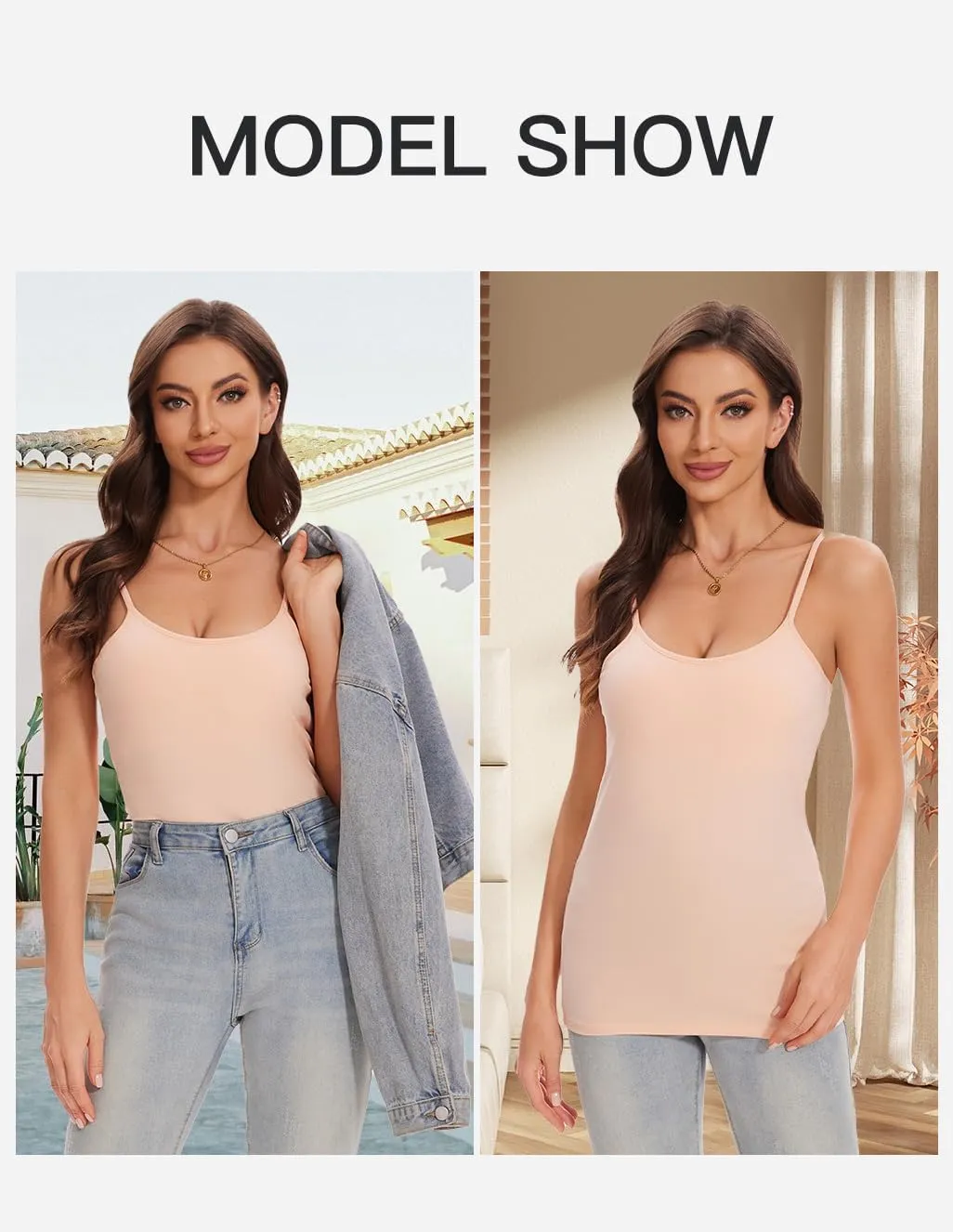 ANYFITTING Women's Cotton Tank Top with Shelf Bra Adjustable Strap Camisole Basic Cami Tanks S-2XL
