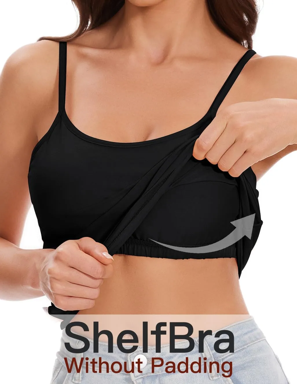 ANYFITTING Women's Cotton Tank Top with Shelf Bra Adjustable Strap Camisole Basic Cami Tanks S-2XL