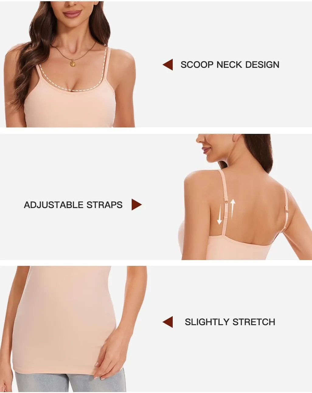 ANYFITTING Women's Cotton Tank Top with Shelf Bra Adjustable Strap Camisole Basic Cami Tanks S-2XL