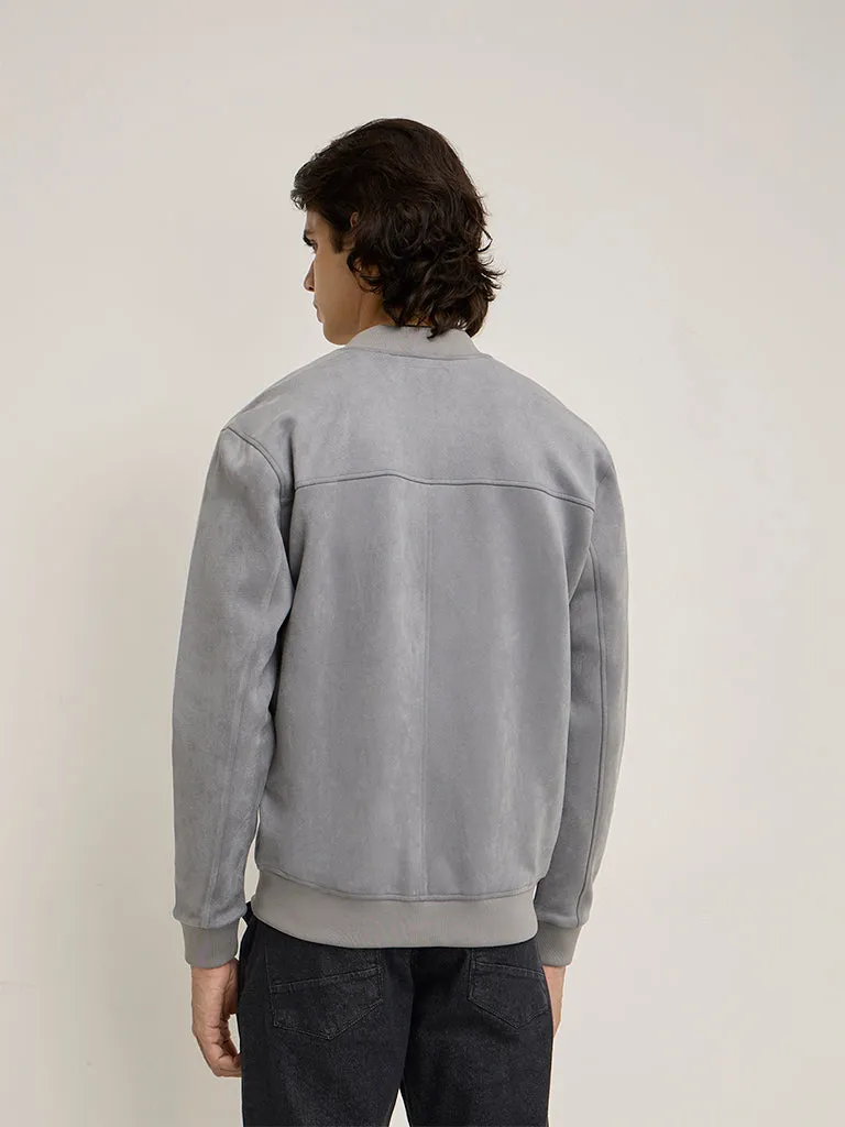 Ascot Grey Faux-Suede Relaxed-Fit Jacket
