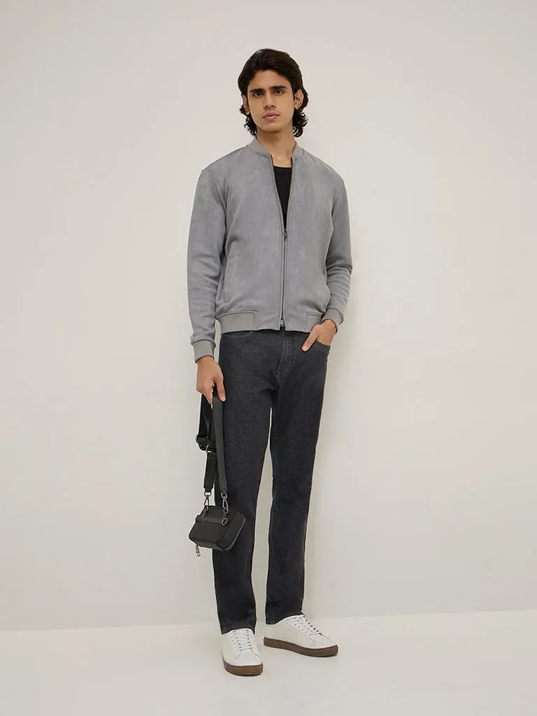 Ascot Grey Faux-Suede Relaxed-Fit Jacket