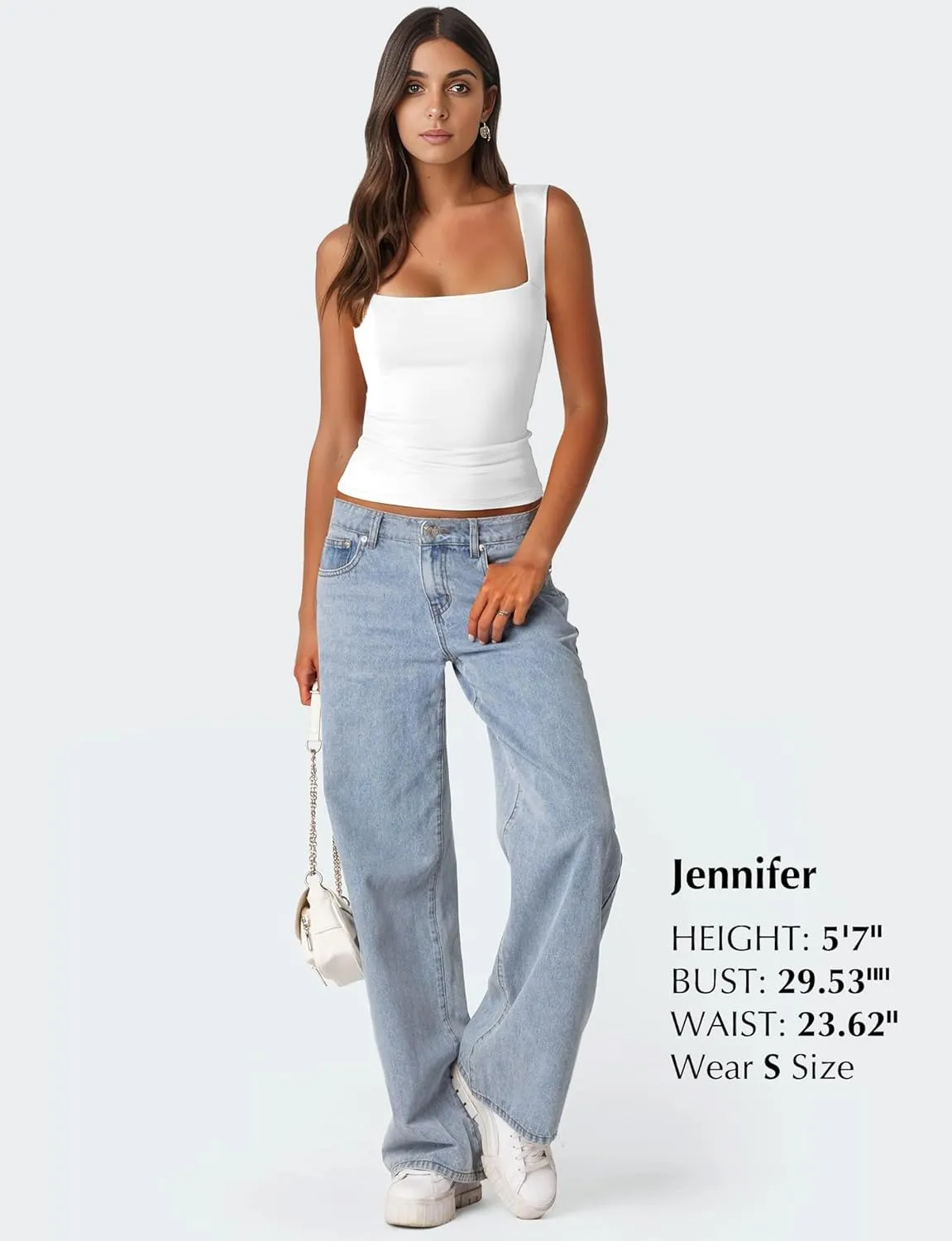 AURUZA Square Neck Tank Tops for Women, Sleeveless Double Lined Tops for Women Sexy Going Out Top Trendy Basic Fitted Shirts