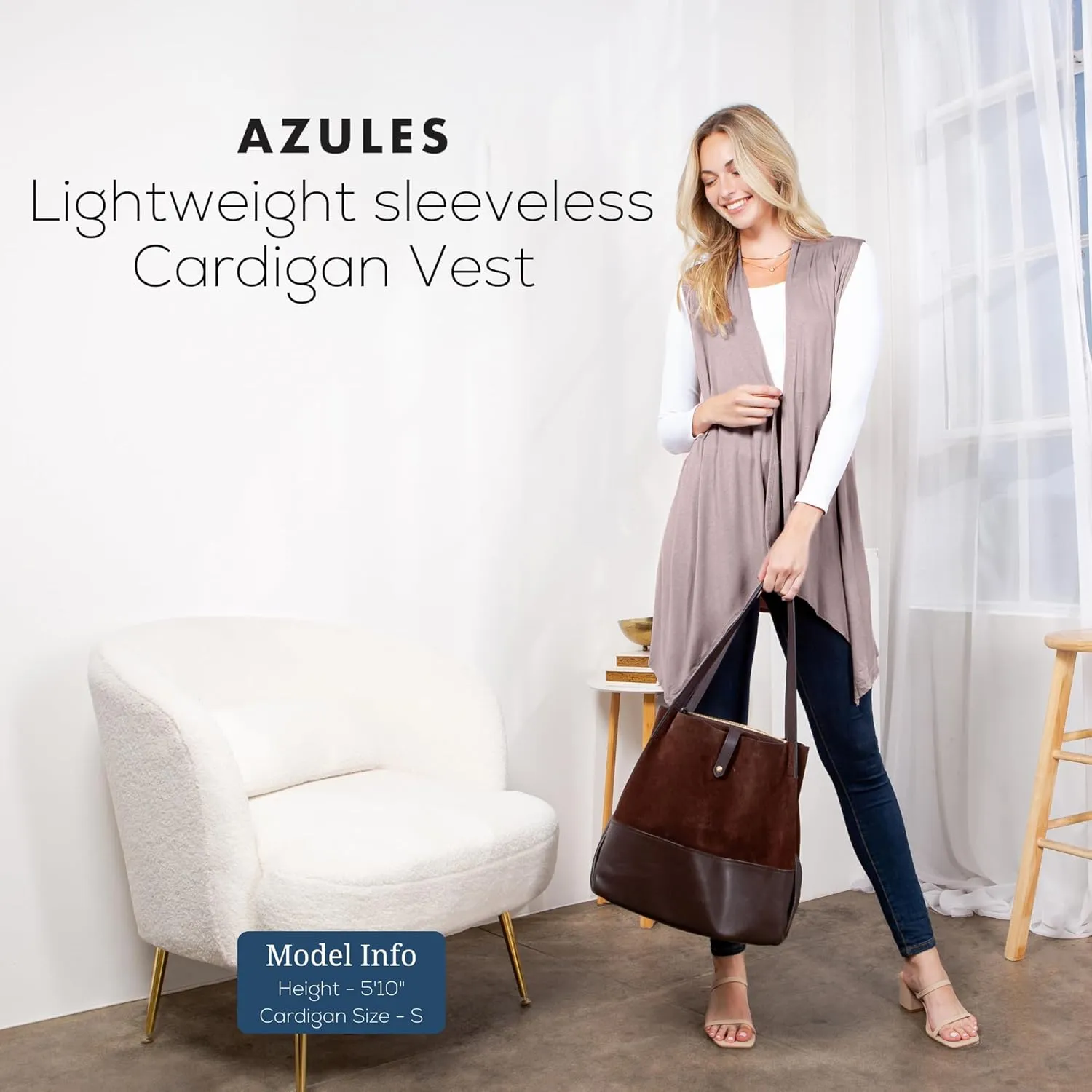 Azules Sleeveless Cardigan Vest for Women- Stylish Casual Womens Cardigans for Every Occasion