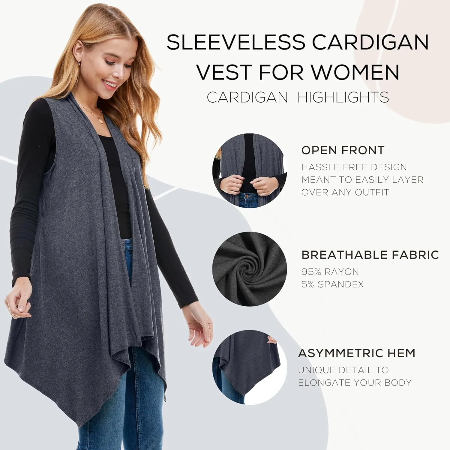 Azules Sleeveless Cardigan Vest for Women- Stylish Casual Womens Cardigans for Every Occasion