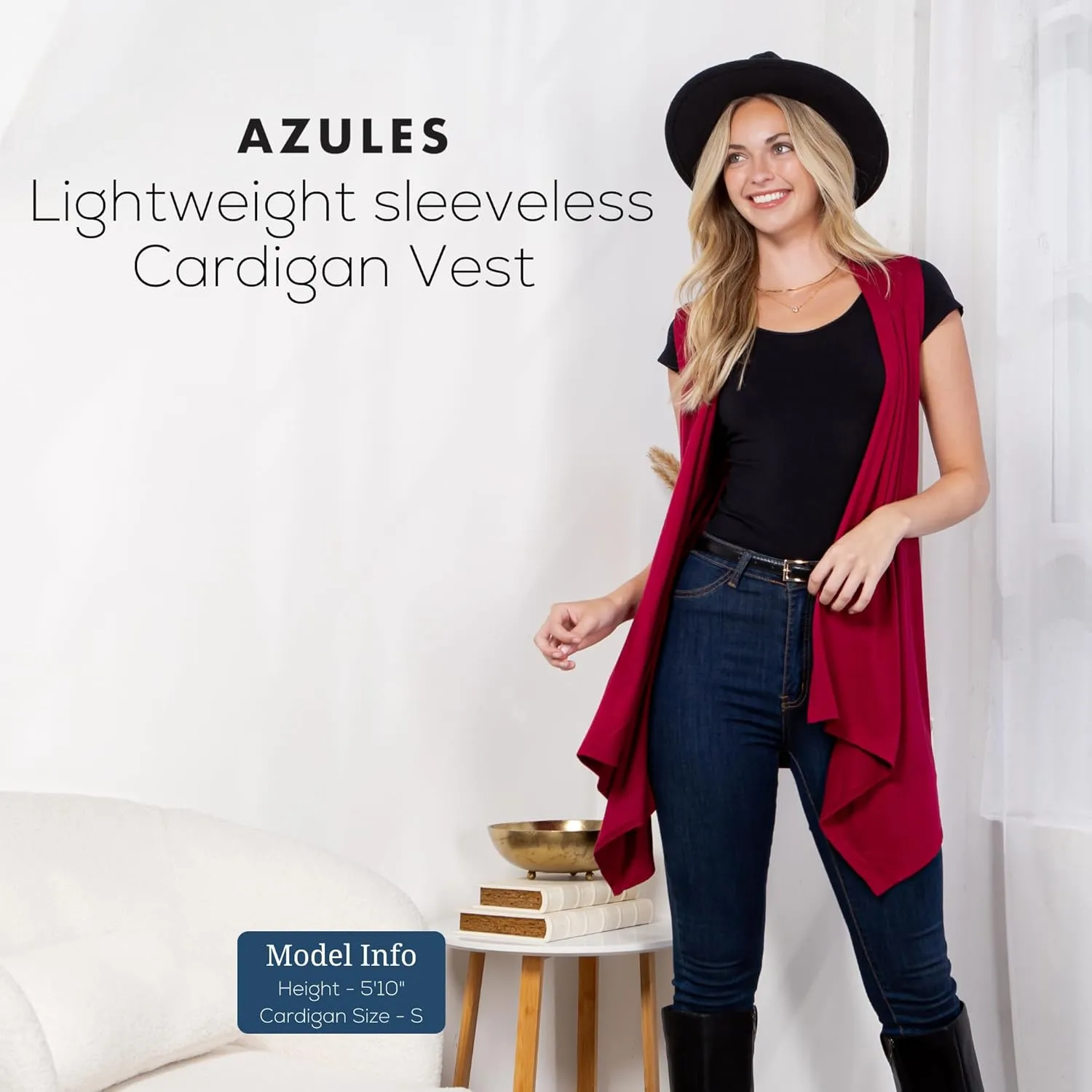 Azules Sleeveless Cardigan Vest for Women- Stylish Casual Womens Cardigans for Every Occasion