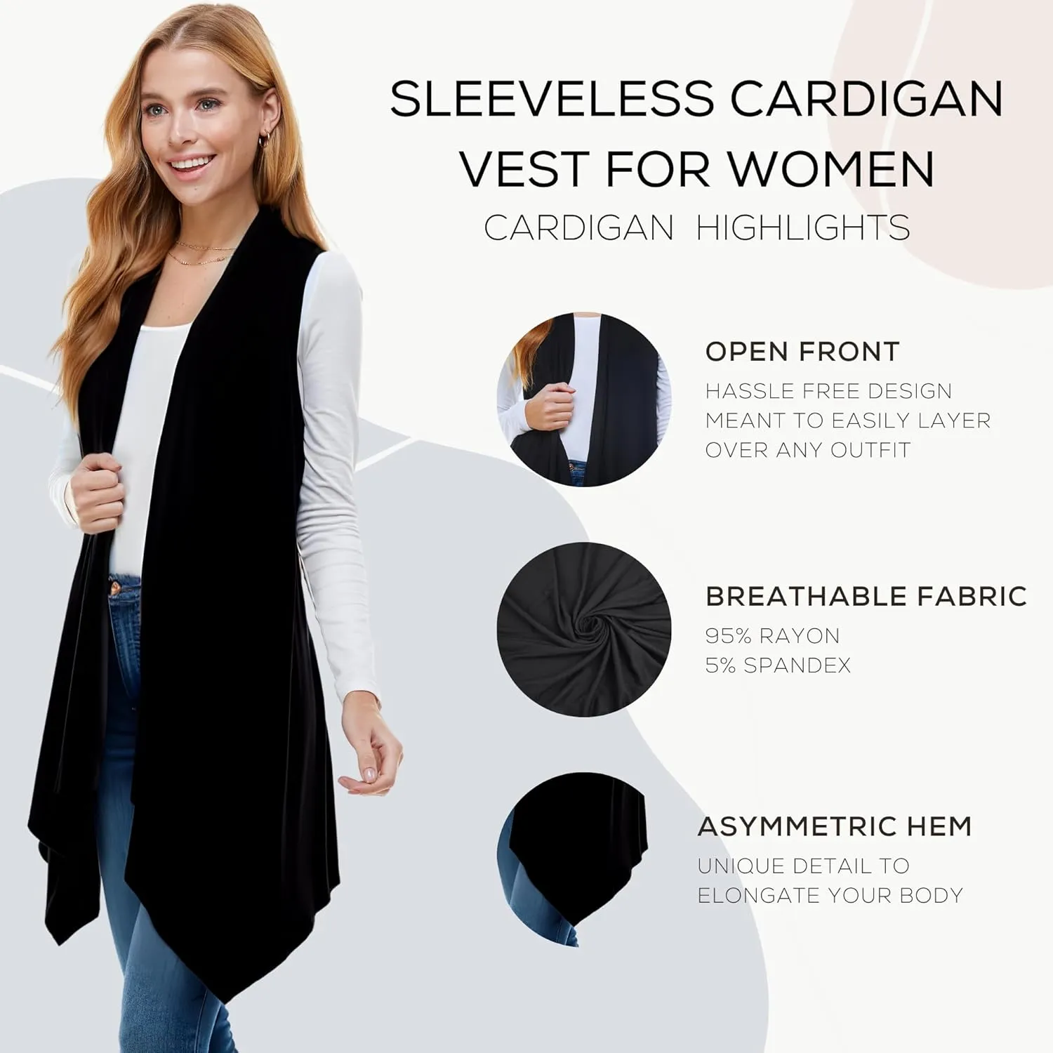 Azules Sleeveless Cardigan Vest for Women- Stylish Casual Womens Cardigans for Every Occasion