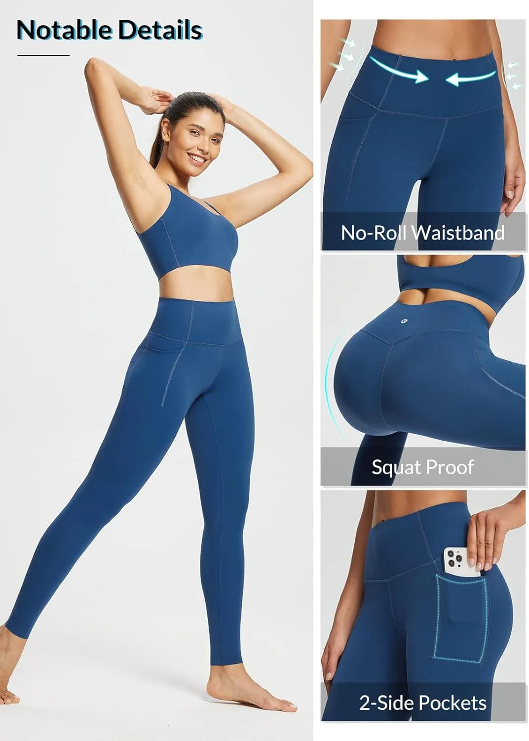 baleaf Freeleaf Women's 7/8 Yoga Leggings with Pockets, High Waisted 27" Workout Lounge Leggings Cozy Soft Athletic Pants