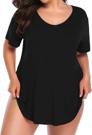 BELAROI Women Plus Size V-Neck Tunic Tops Loose T Shirt with Pocket