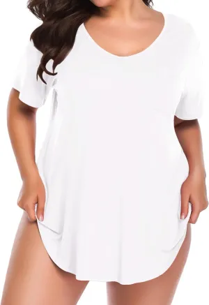 BELAROI Women Plus Size V-Neck Tunic Tops Loose T Shirt with Pocket