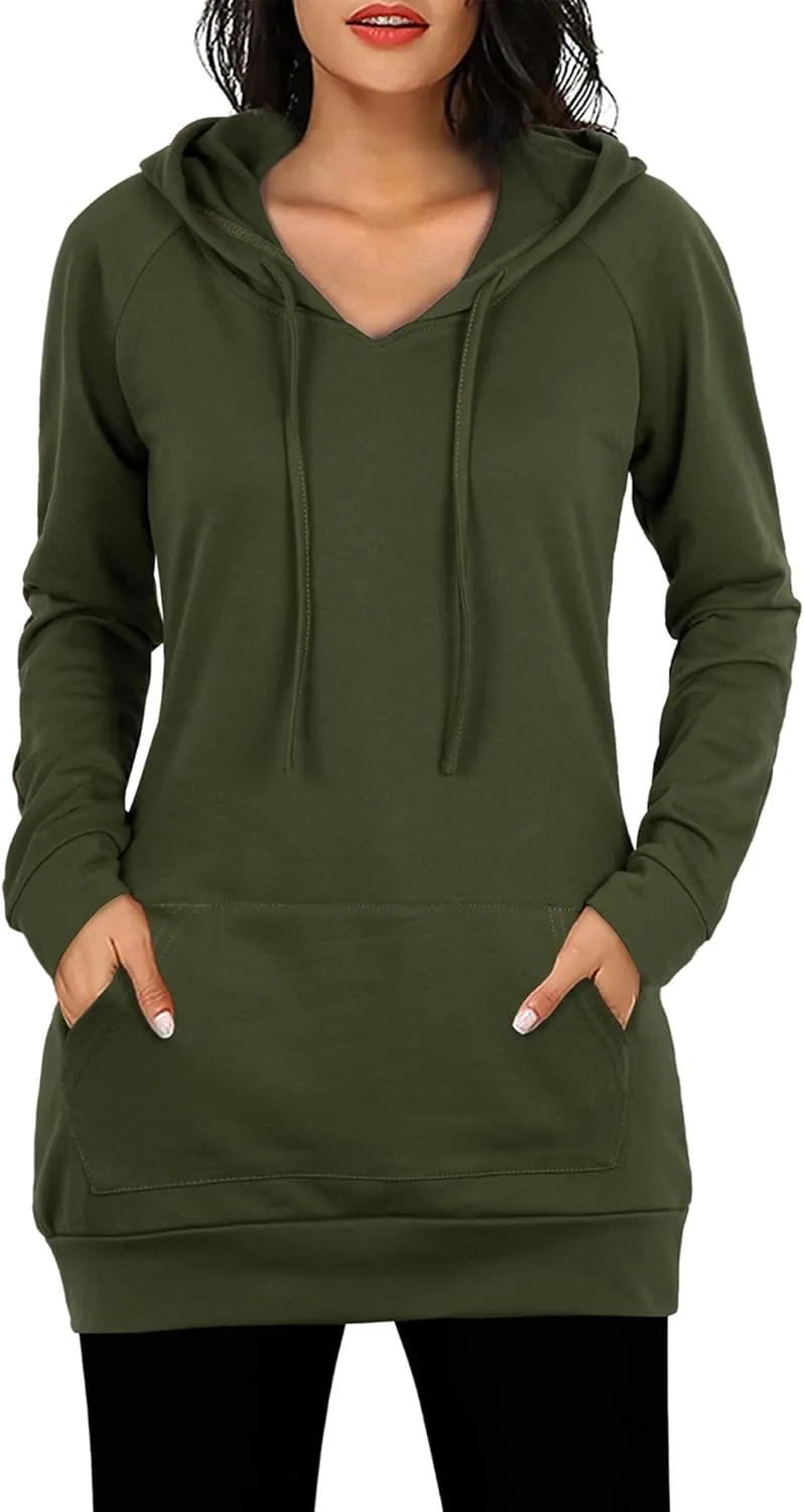 BEPEI Womens Long Sleeve Tunic Hoodie Dressy String Sweatshirts With Pockets
