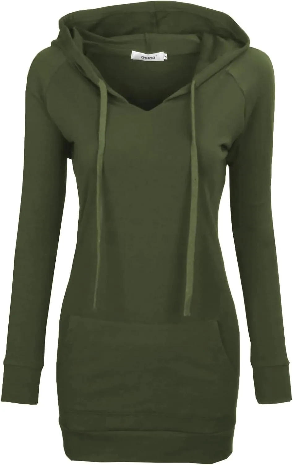BEPEI Womens Long Sleeve Tunic Hoodie Dressy String Sweatshirts With Pockets