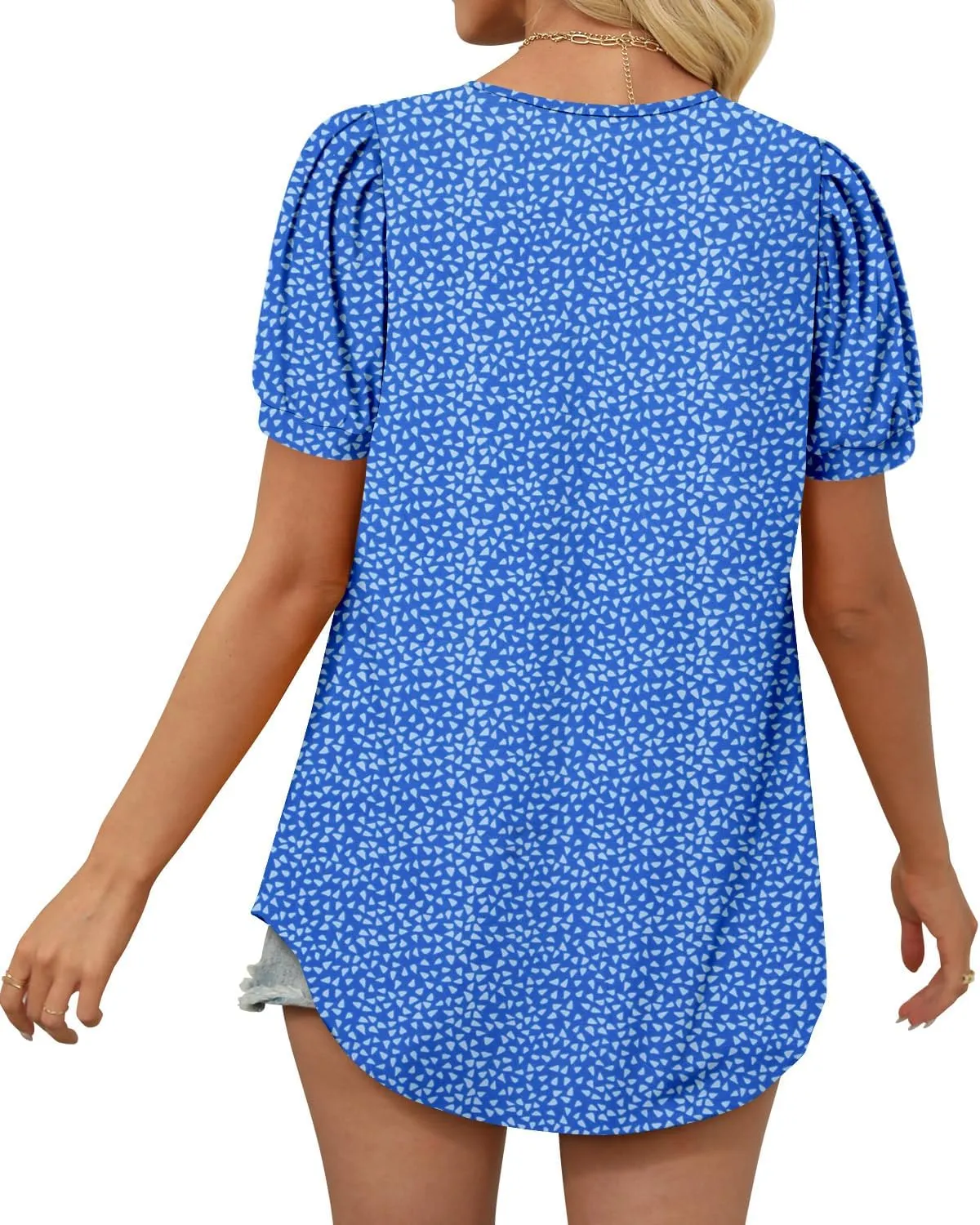 BETTE BOUTIK Womens Crewneck Short Sleeve KeyholeSummer Tunic Tops Pleated Shirts Blouses S-3XL