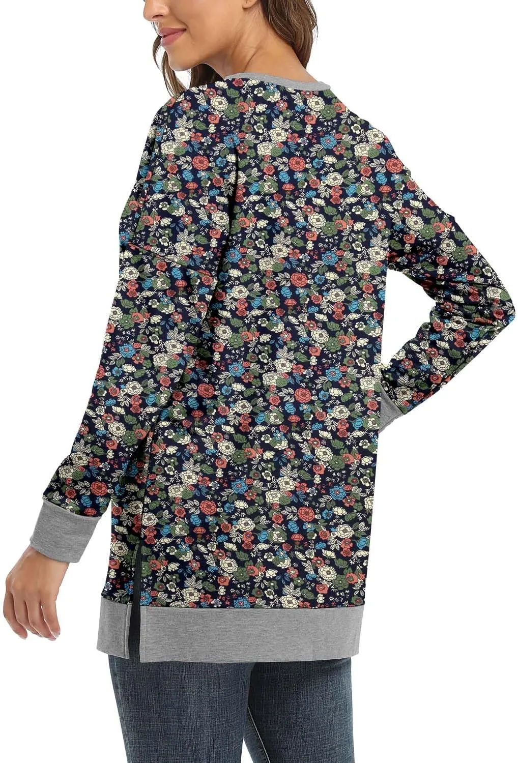 BETTE BOUTIK Women's Drop Long Sleeve Sweatshirts Casual Crewneck Tunic Tops Sweartshirts With Side Slits S-3XL