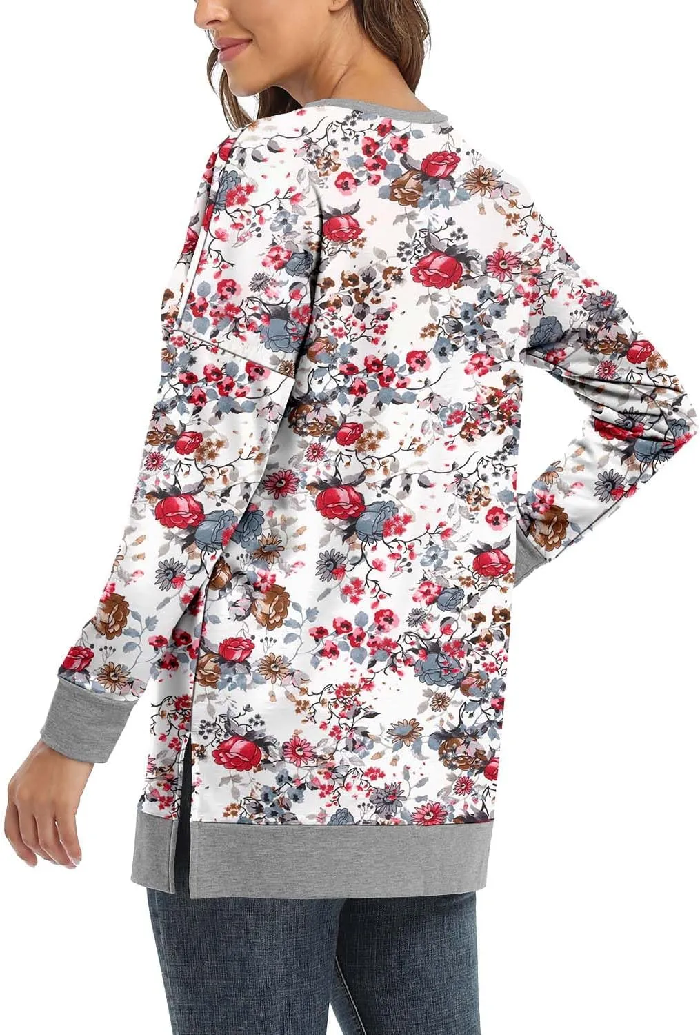 BETTE BOUTIK Women's Drop Long Sleeve Sweatshirts Casual Crewneck Tunic Tops Sweartshirts With Side Slits S-3XL