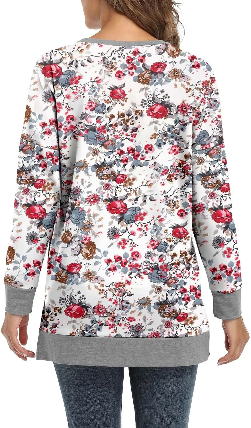BETTE BOUTIK Women's Drop Long Sleeve Sweatshirts Casual Crewneck Tunic Tops Sweartshirts With Side Slits S-3XL