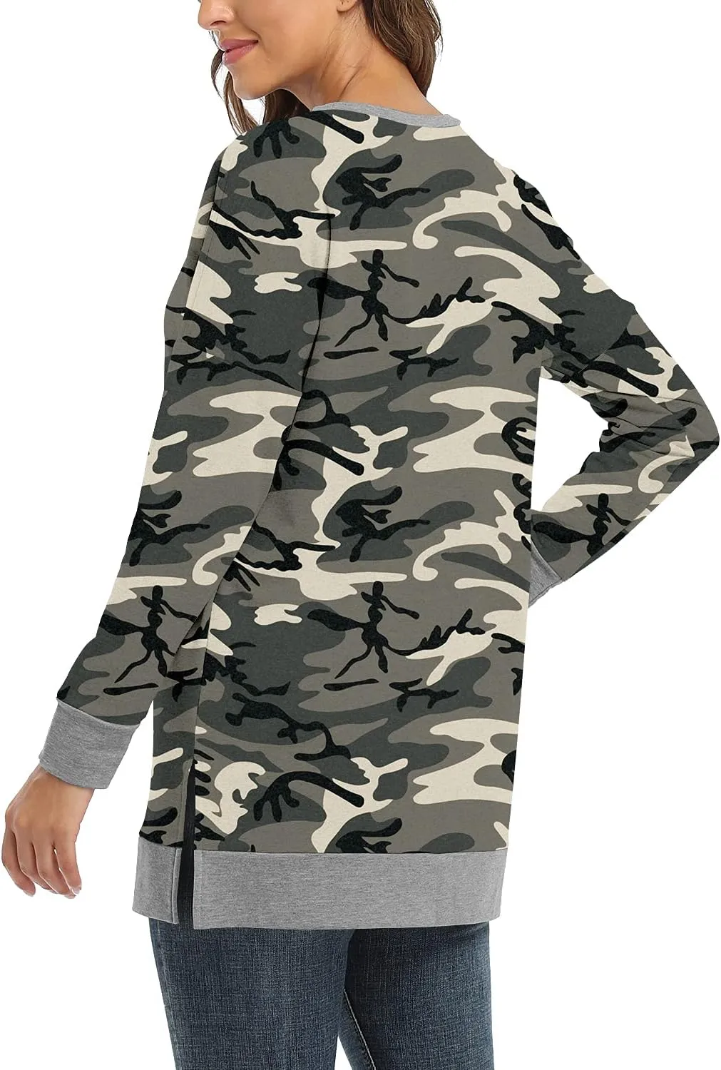 BETTE BOUTIK Women's Drop Long Sleeve Sweatshirts Casual Crewneck Tunic Tops Sweartshirts With Side Slits S-3XL