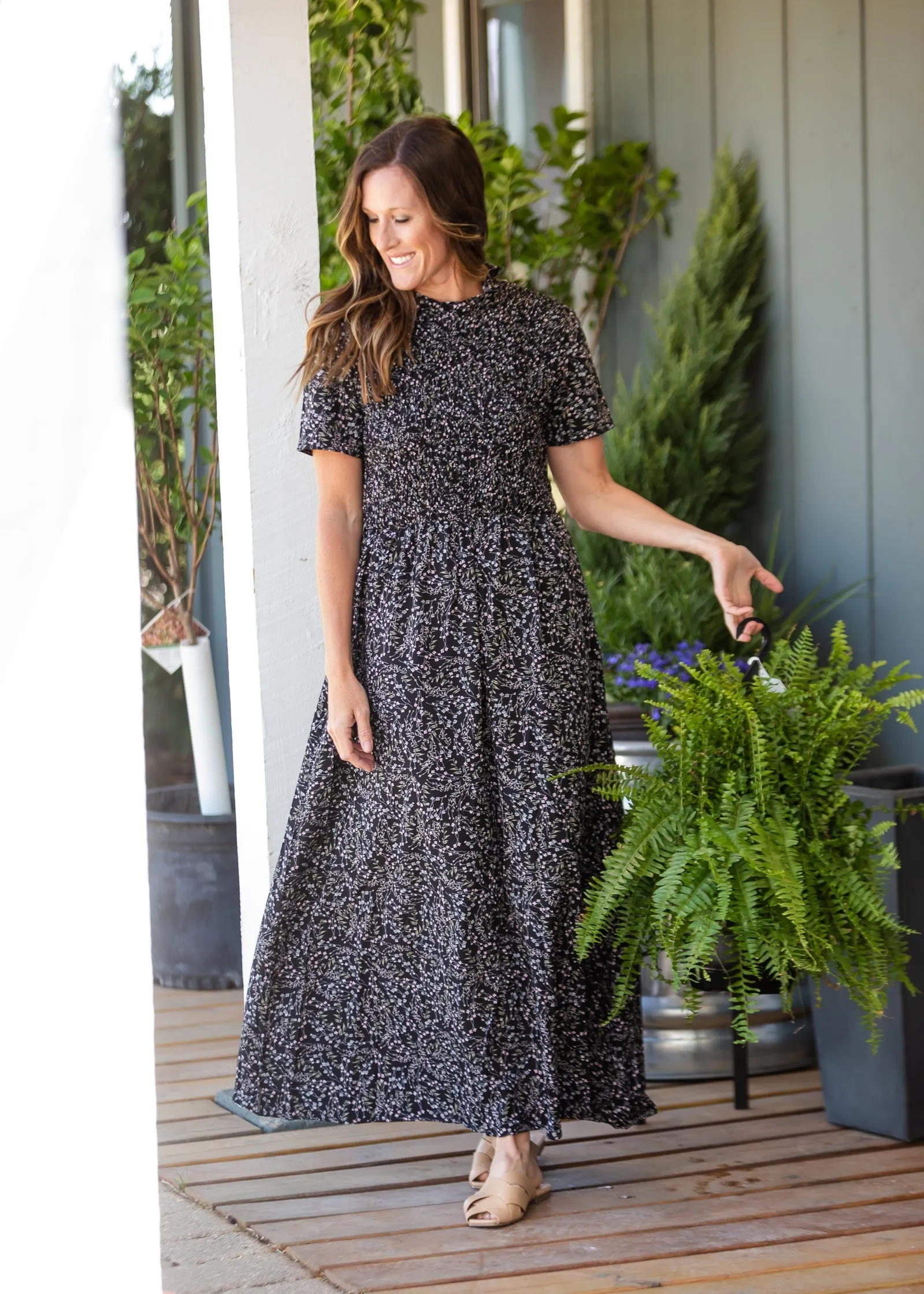 Black Ditsy Print Floral Maxi Dress - FINAL SALE