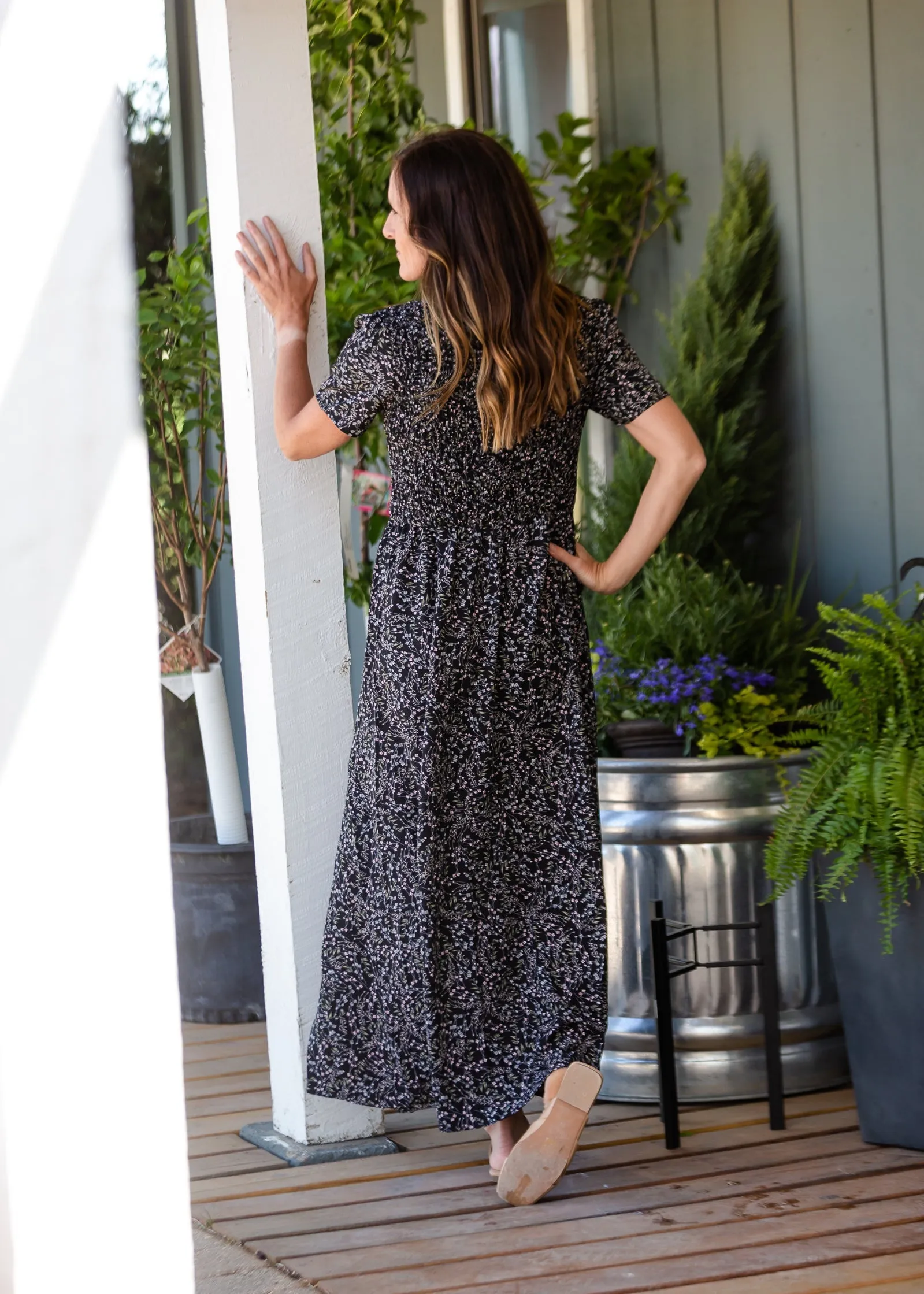 Black Ditsy Print Floral Maxi Dress - FINAL SALE