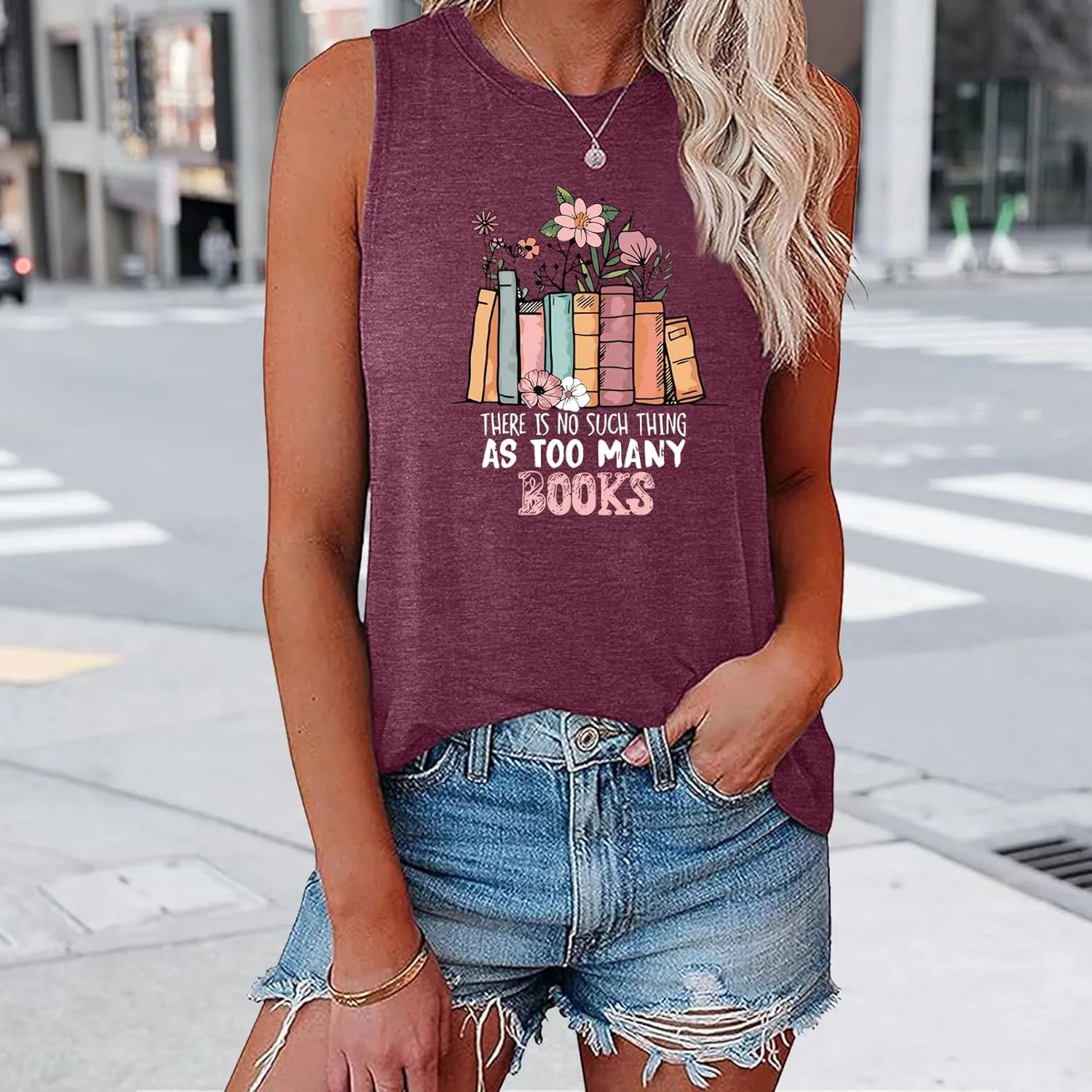 BLACKMYTH Women's Book Lover Tunic Graphic Print Tank Tops