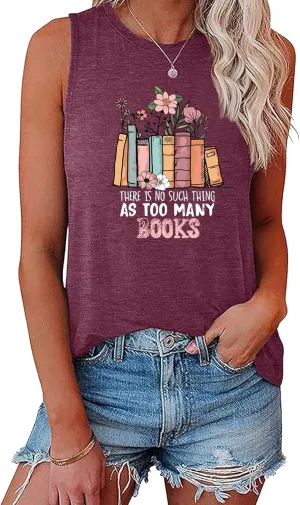 BLACKMYTH Women's Book Lover Tunic Graphic Print Tank Tops