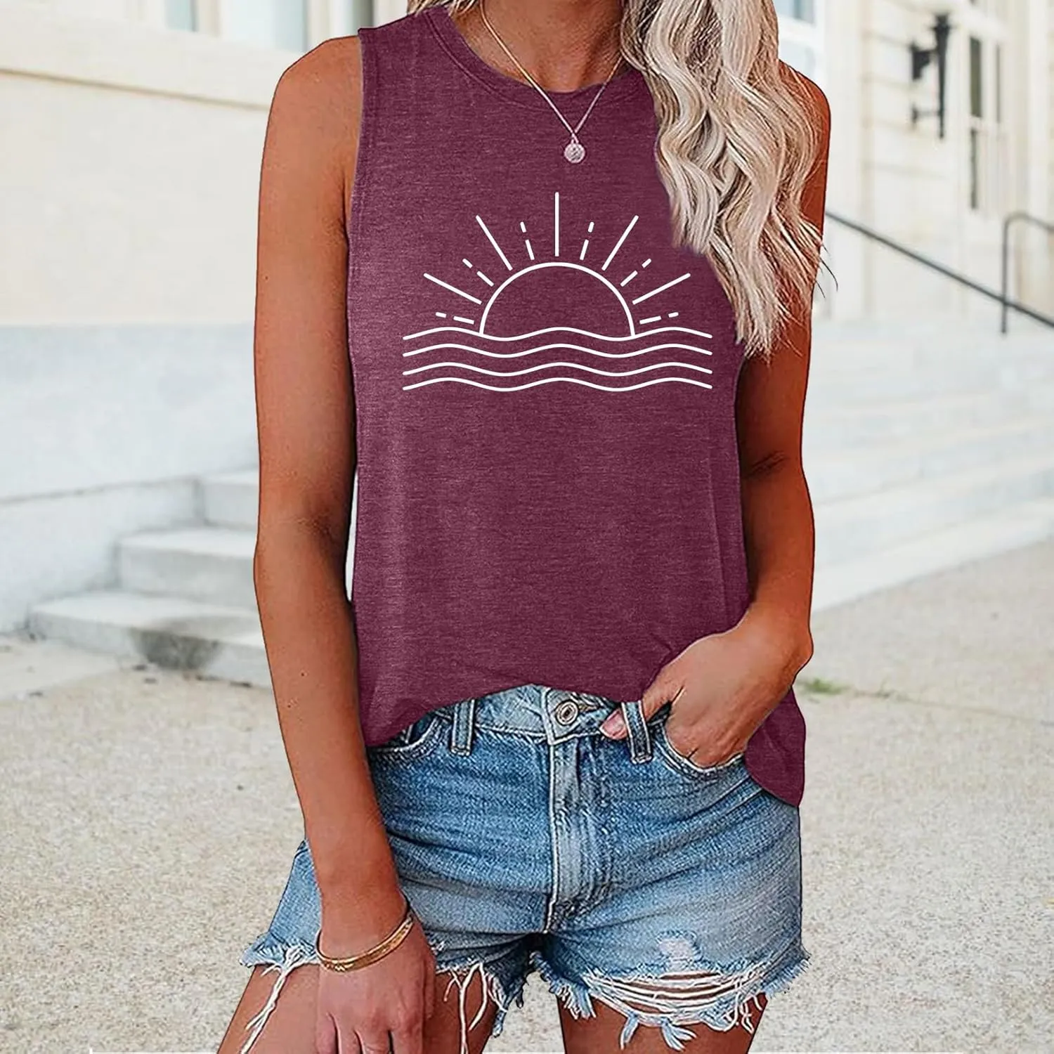 BLACKOO Women's Graphic Tank Tops Cute Soft Tunic