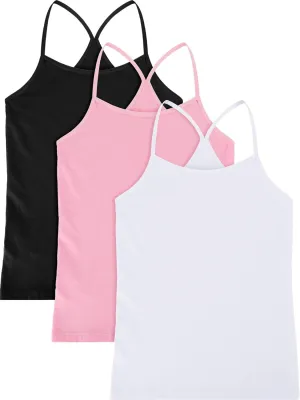 Boao 3 Pieces Girls Dance Tank Tops Racerback Camisole Undershirts Spaghetti Strap Camis Dance Clothes Tank Tops for Girls