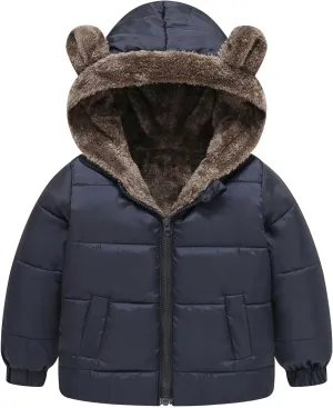 Boys Girls Solid Color Ears Cute Puffer Pocket Children Short Cotton Padded Childrens Coat Snow 9 Month Old Coat Boys